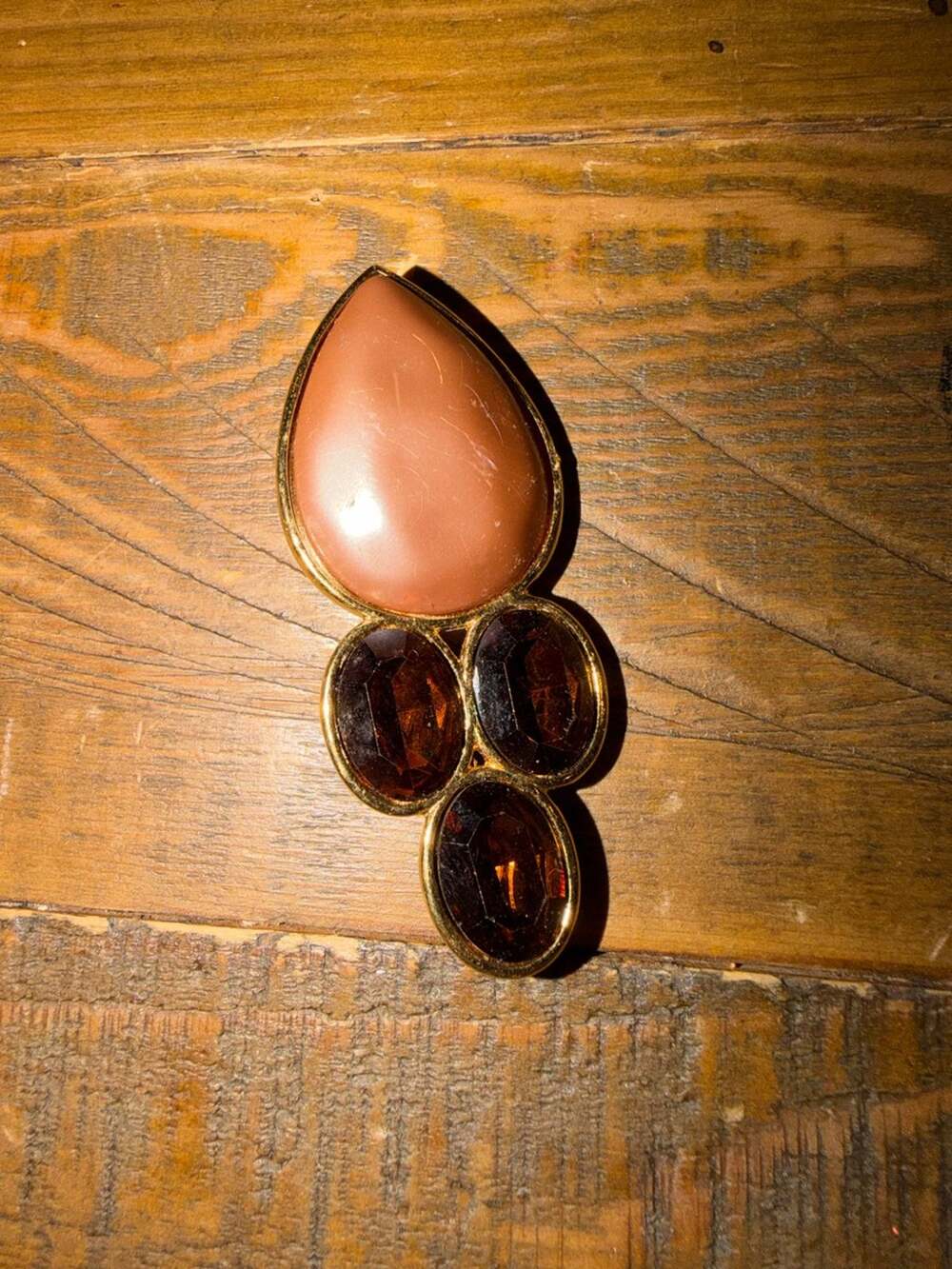 Vintage YSL Amber Glass & Resin Brooch